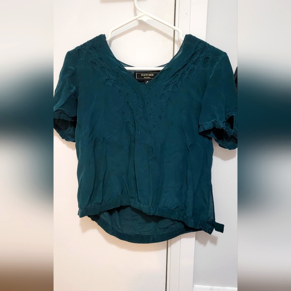 Anthropologie Fletcher by Lyell embroidered silk blouse